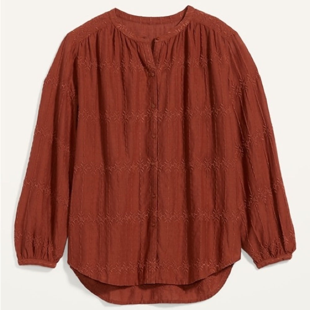 Old Navy Womens Burnt Orange Embroidered Blouse - Large